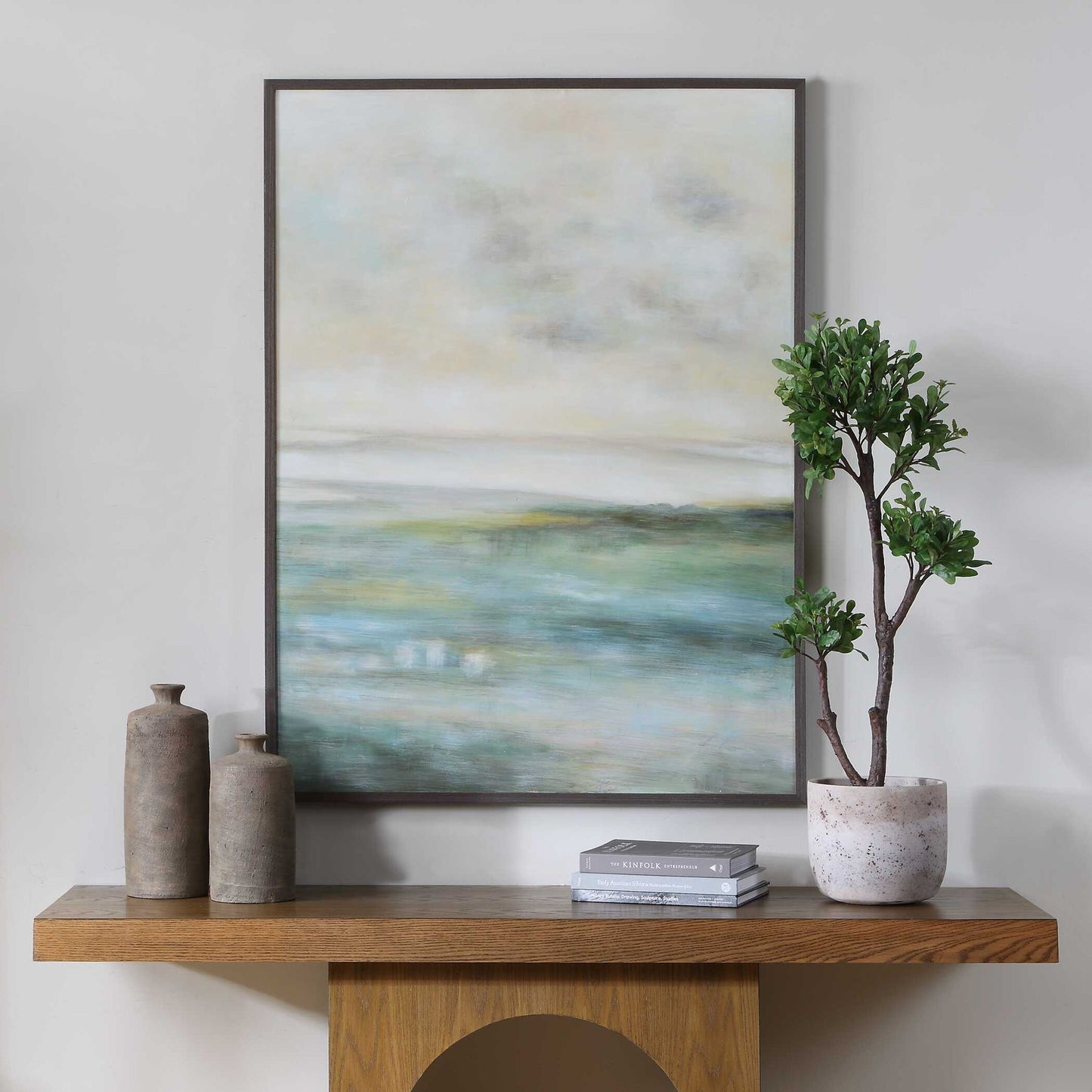 Awakening - Hand Painted Landscape Art - Blue / Brown / Green / White / Yellow