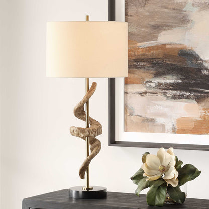 Rams - Horn Table Lamp - Light Brown