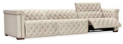 Savion - Deux 3 Seat Sofa With Two Power Recliners And Three Power Headrests - Beige