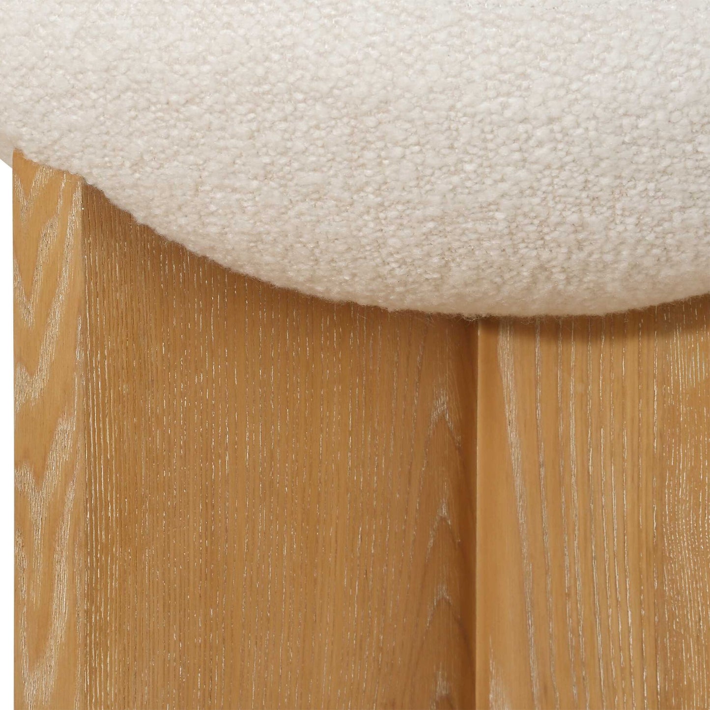 Lainie - Minimalist Accent Stool - White / Light Brown
