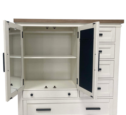 Americana Modern Bedroom - 7 Drawer Door Chest With Workstation - Cotton