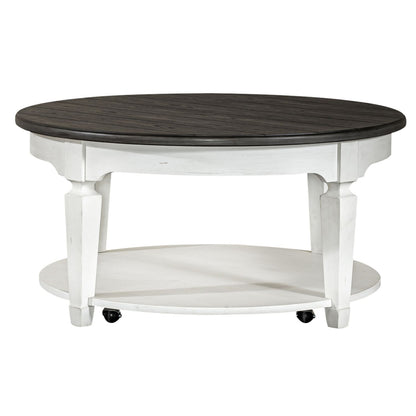 Allyson Park - 3 Piece Living Room Set (Round Cocktail Table) - White