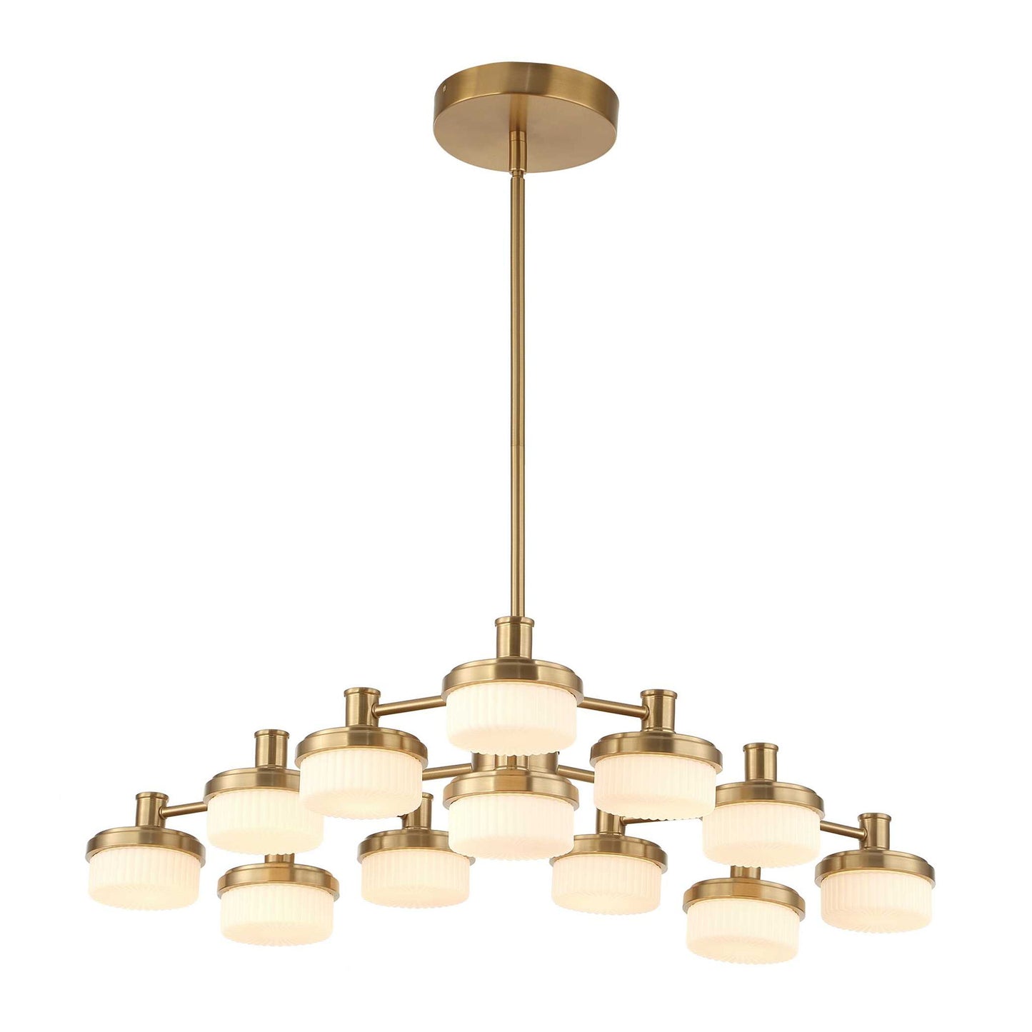 Wedge - 12 Light LED Brass Chandelier - White / Gold