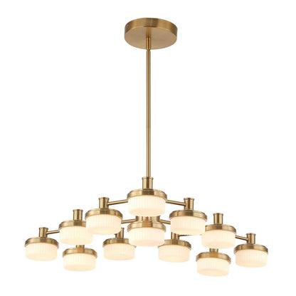 Wedge - 12 Light LED Brass Chandelier - White / Gold