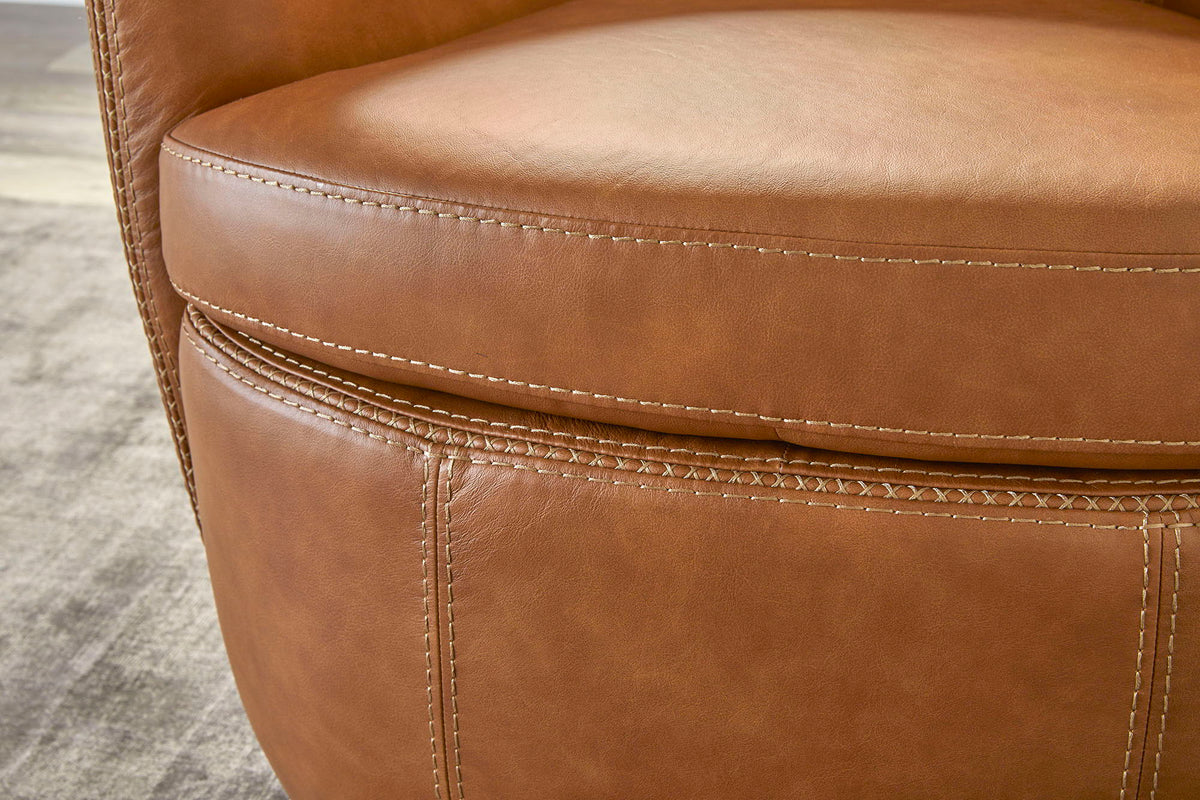 Barolo - 100% Italian Leather Swivel Club Chair (Set of 2)