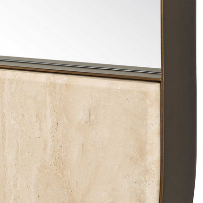 Russo - Travertine Tall Oval Mirror - Bronze / Brown / Gold
