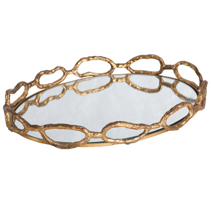 Cable - Chain Mirrored Tray - Gold