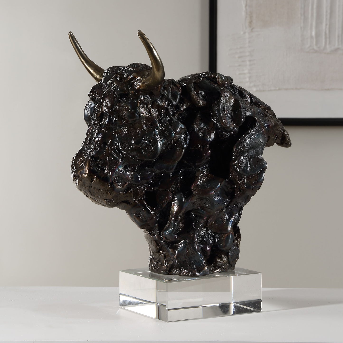 Bison - Bust Bronze Sculpture