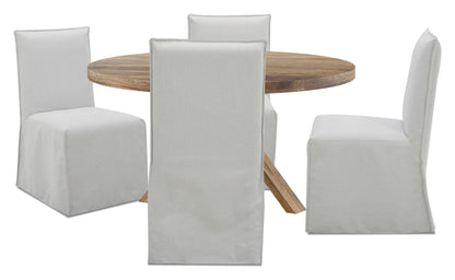 Crossings - Round Dining Table With 4 Upholstered Chairs - Dark Brown & Gray