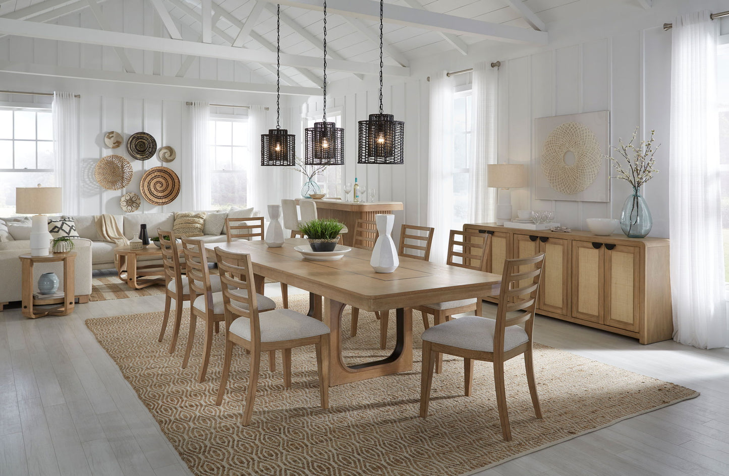 Escape - Dining Ladder Back Dining Chair (Set of 2) - Glazed Natural Oak / Mirage Mist