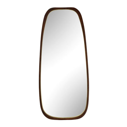 Zachari - Asymmetrical Tall Mirror - Gold / Woodtone
