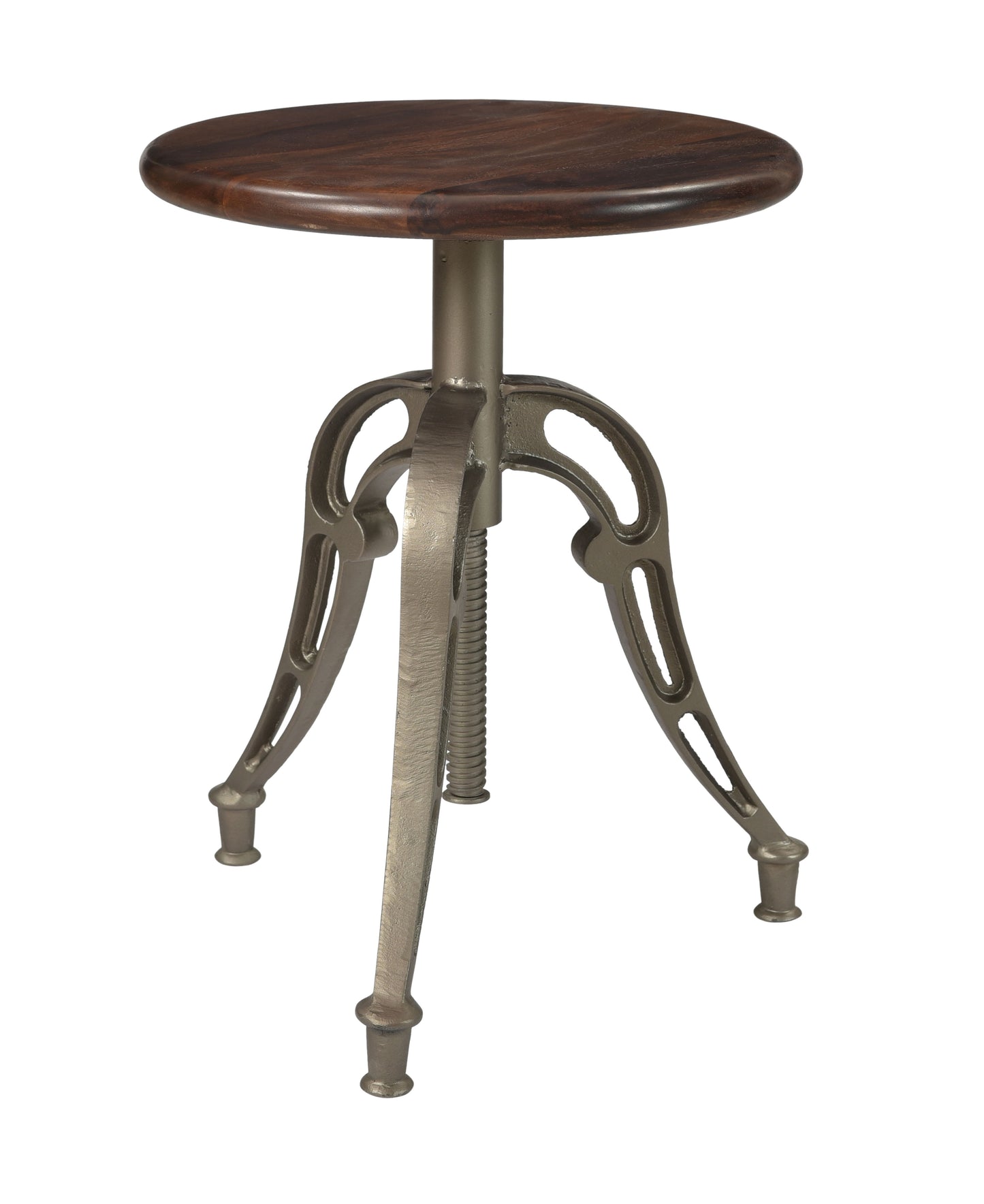 Bristol - Round Adjustable Barstool - Honey Brown / Antique Silver