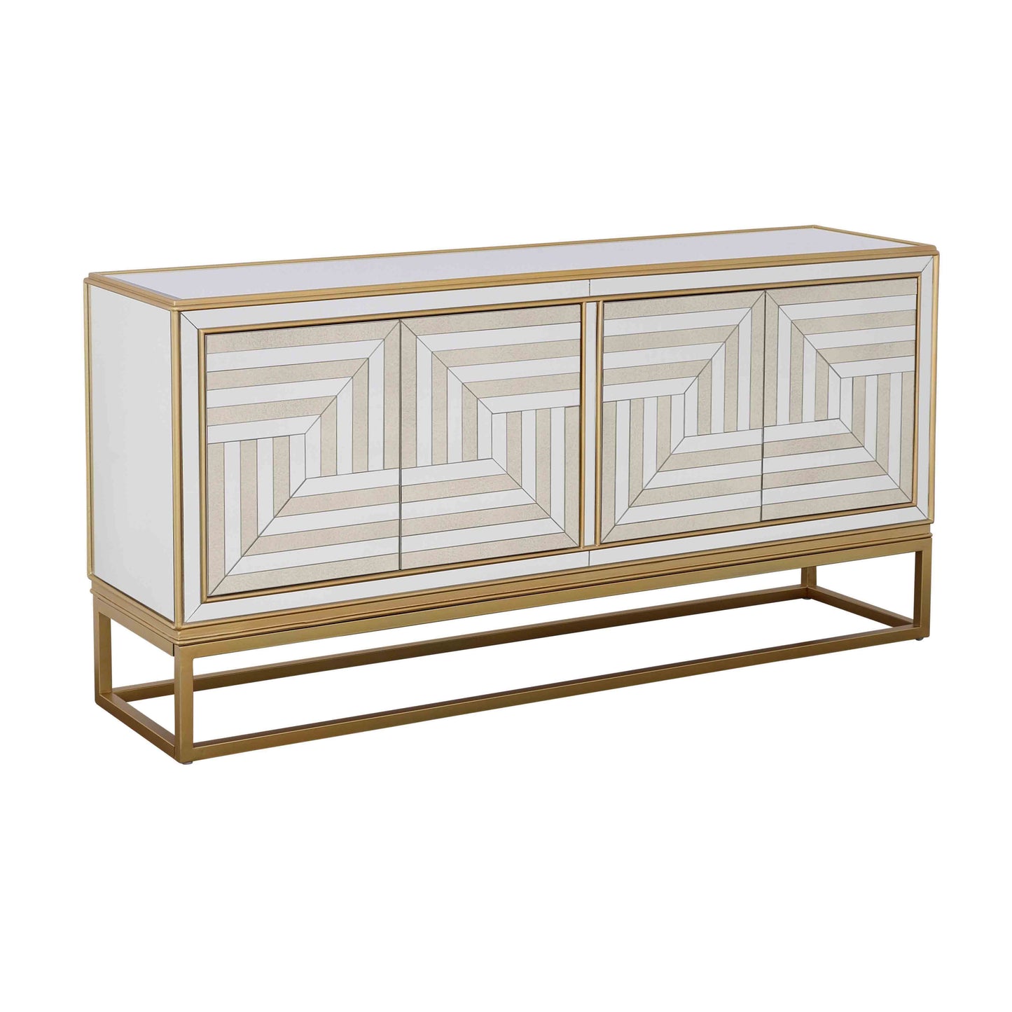 Fostoria - Four Door Credenza - Gold / Mirror