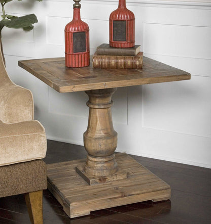 Stratford - Pedestal End Table - Light Brown