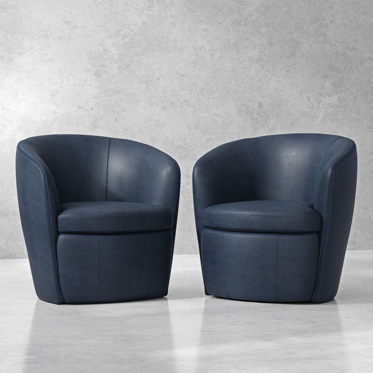 Barolo - 100% Italian Leather Swivel Club Chair (Set of 2)