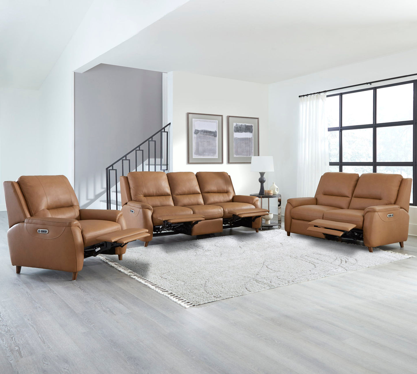 Austin - Power Reclining Sofa P2 - Caramel Cream