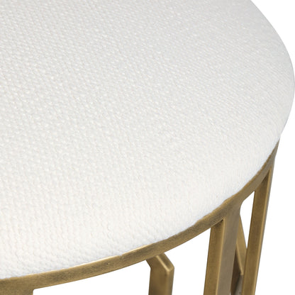 Trellis - Geometric Accent Stool - White & Gold