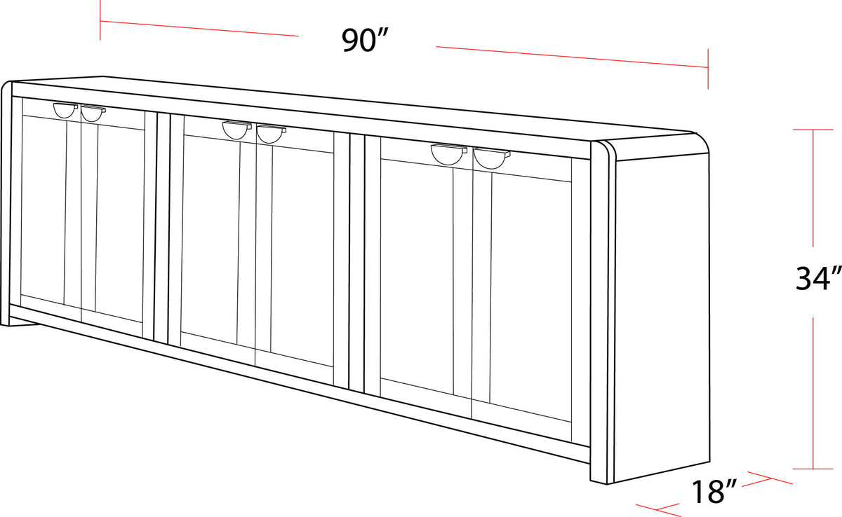 Escape - Console With Reversible Panel Doors - Glazed Natural Oak / Natural Cane