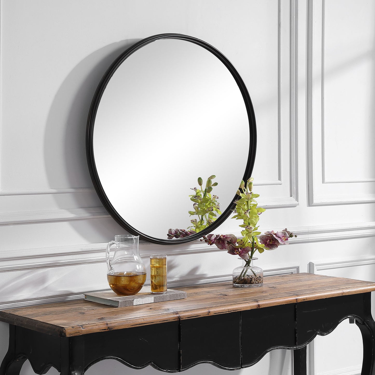 Belham - Round Iron Mirror - Black