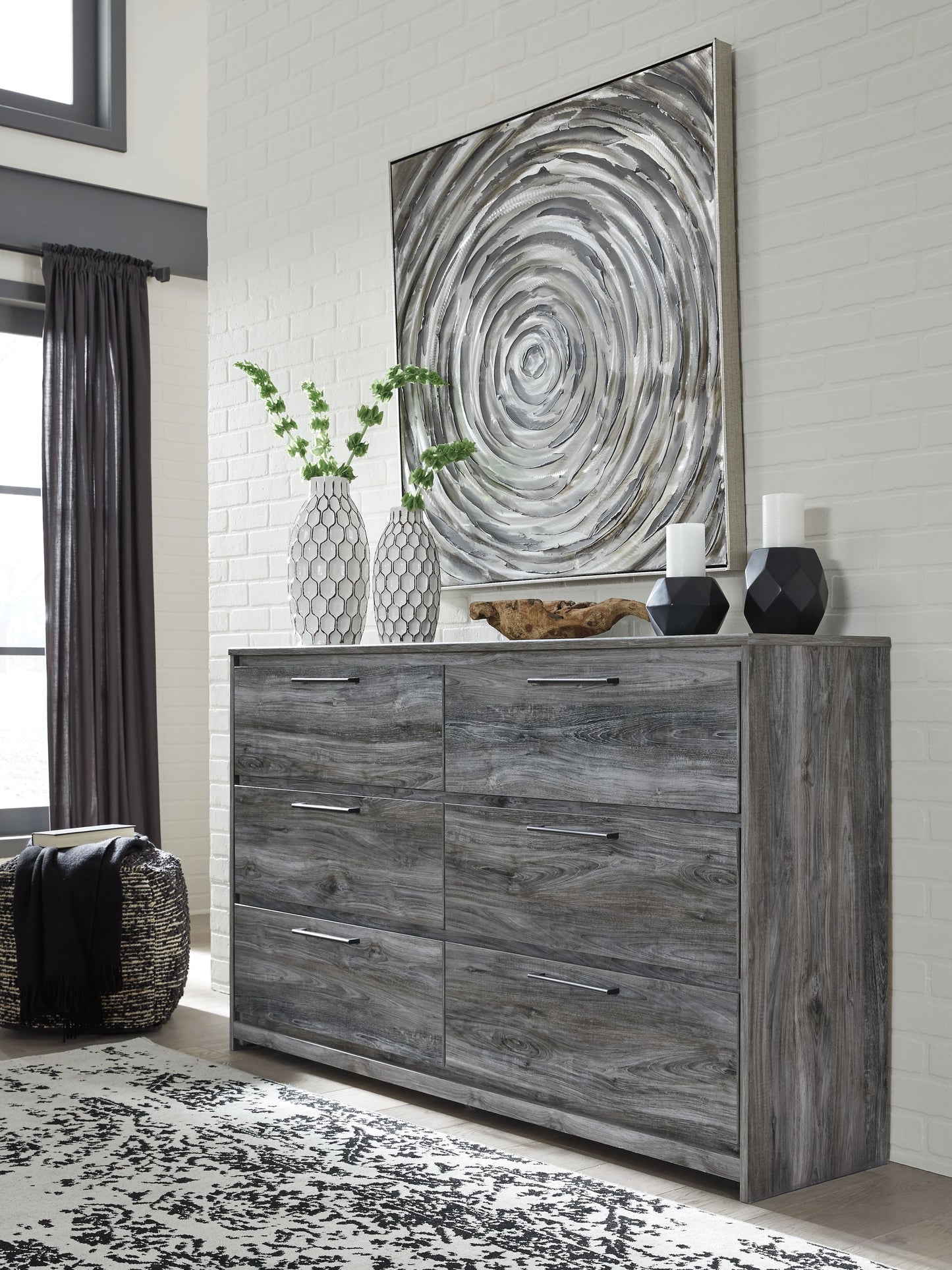 Baystorm - Gray - Six Smooth Drawer Dresser