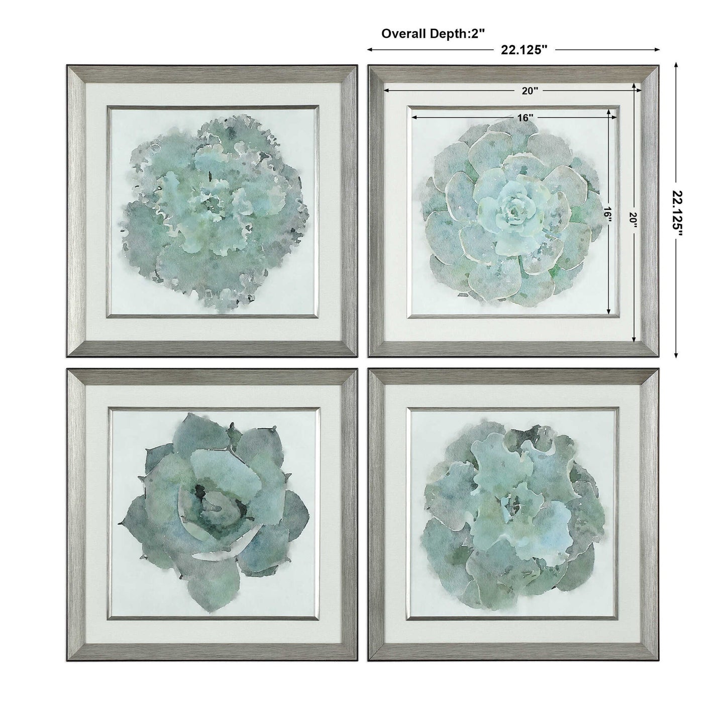 Natural Beauties - Botanical Prints (Set of 4) - Light Blue