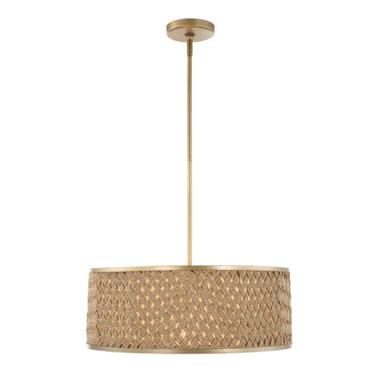 Pinchot - 4 Light Rattan Drum Pendant - Brown