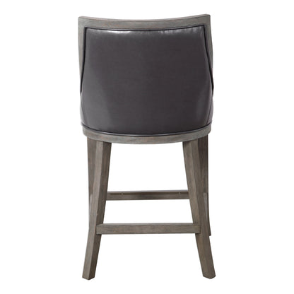 Elowen - Leather Counter Stool - Black