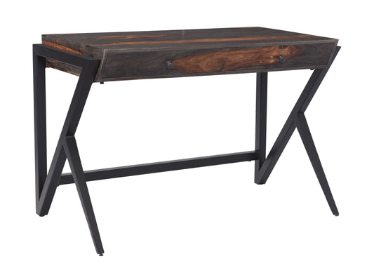 Banner - Two Drawer Writing Desk - Sierra Brown / Black Powder Coat Finish