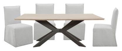 Crossings - Rectangular Dining Table With 4 Upholstered Chairs - Natural
