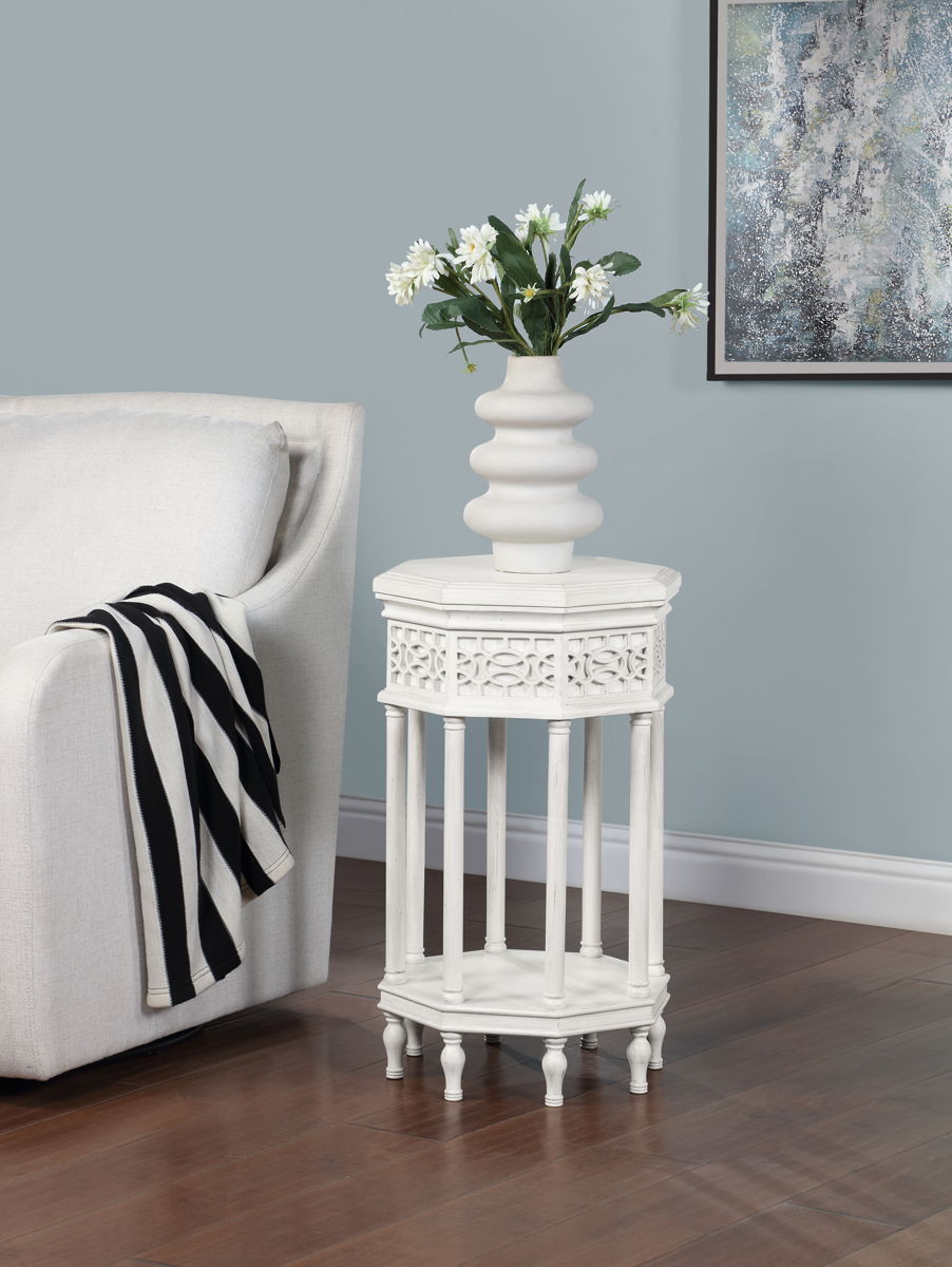 Dove - Octagonal Accent Table - Dove Creek White