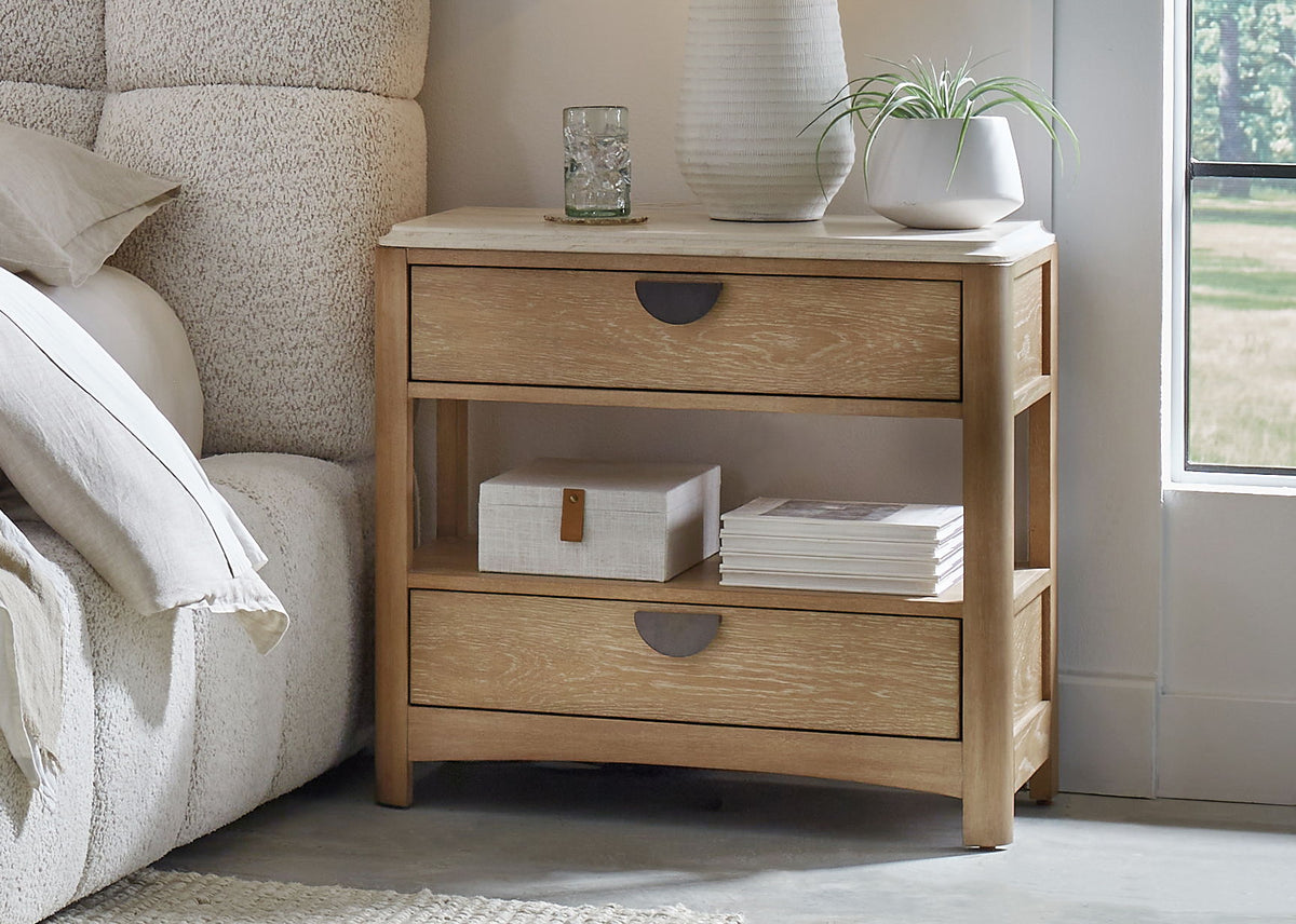 Escape - Bedroom 2 Drawer Nightstand - Glazed Natural Oak