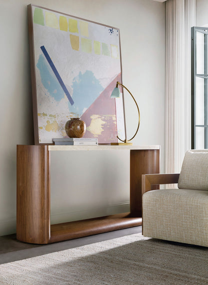 Eleana - Marble Top Console Table - Medium Wood