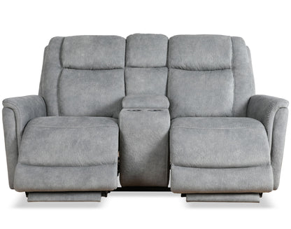 Linus - Zero Gravity Power Reclining Console Loveseat - Hudson Gray
