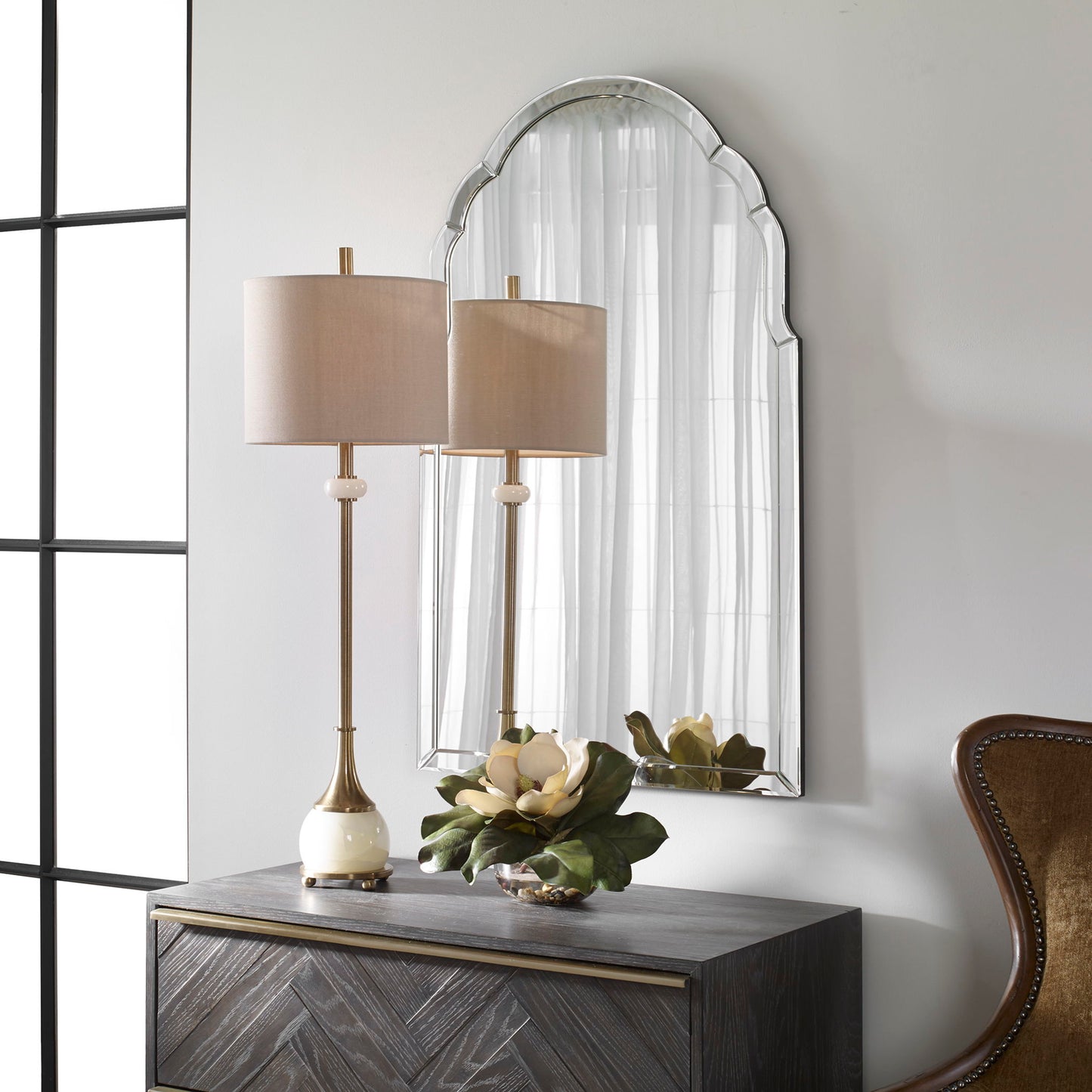 Brayden - Frameless Arched Mirror - Pearl Silver