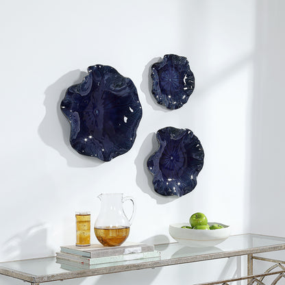 Abella - Ceramic Wall Decor (Set of 3) - Blue