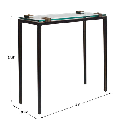 Averona - Glass Top Accent Table - Bronze