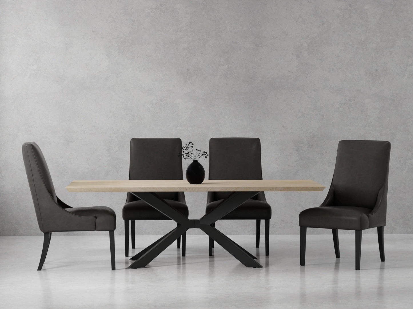 Crossings - Rectangular Dining Table With 4 Upholstered Chairs - Natural & Dark Gray