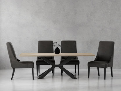 Crossings - Rectangular Dining Table With 4 Upholstered Chairs - Natural & Dark Gray