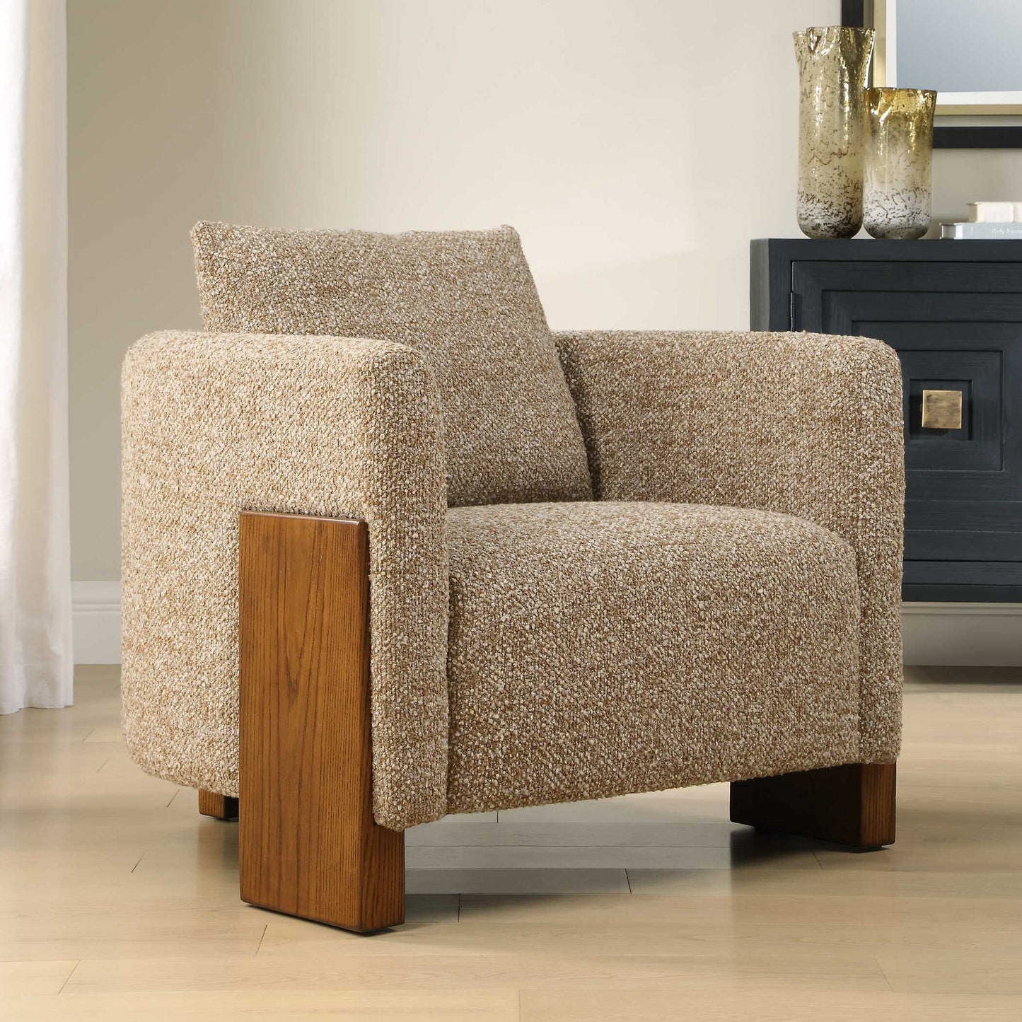 Halligan - Upholstered Accent Chair - Brown