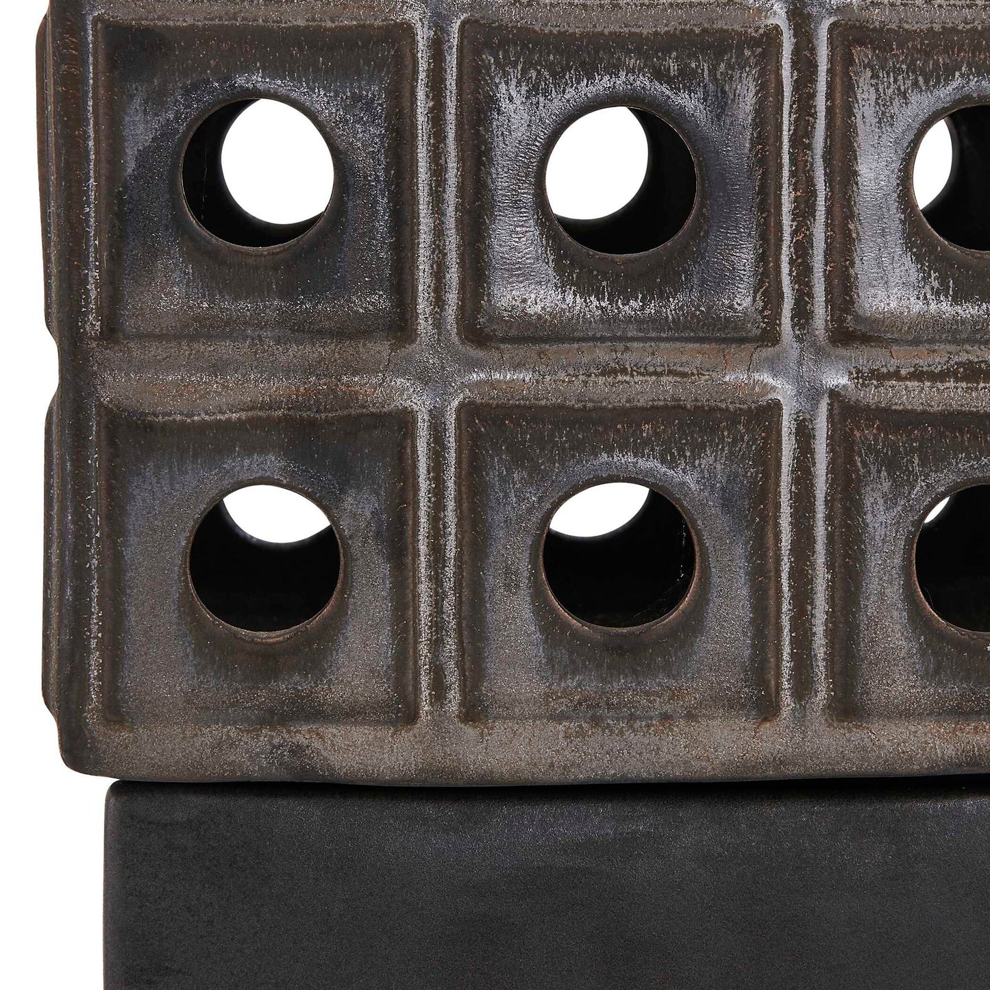 Lattice - Indoor-Outdoor Lantern Candleholder - Brown / Gray