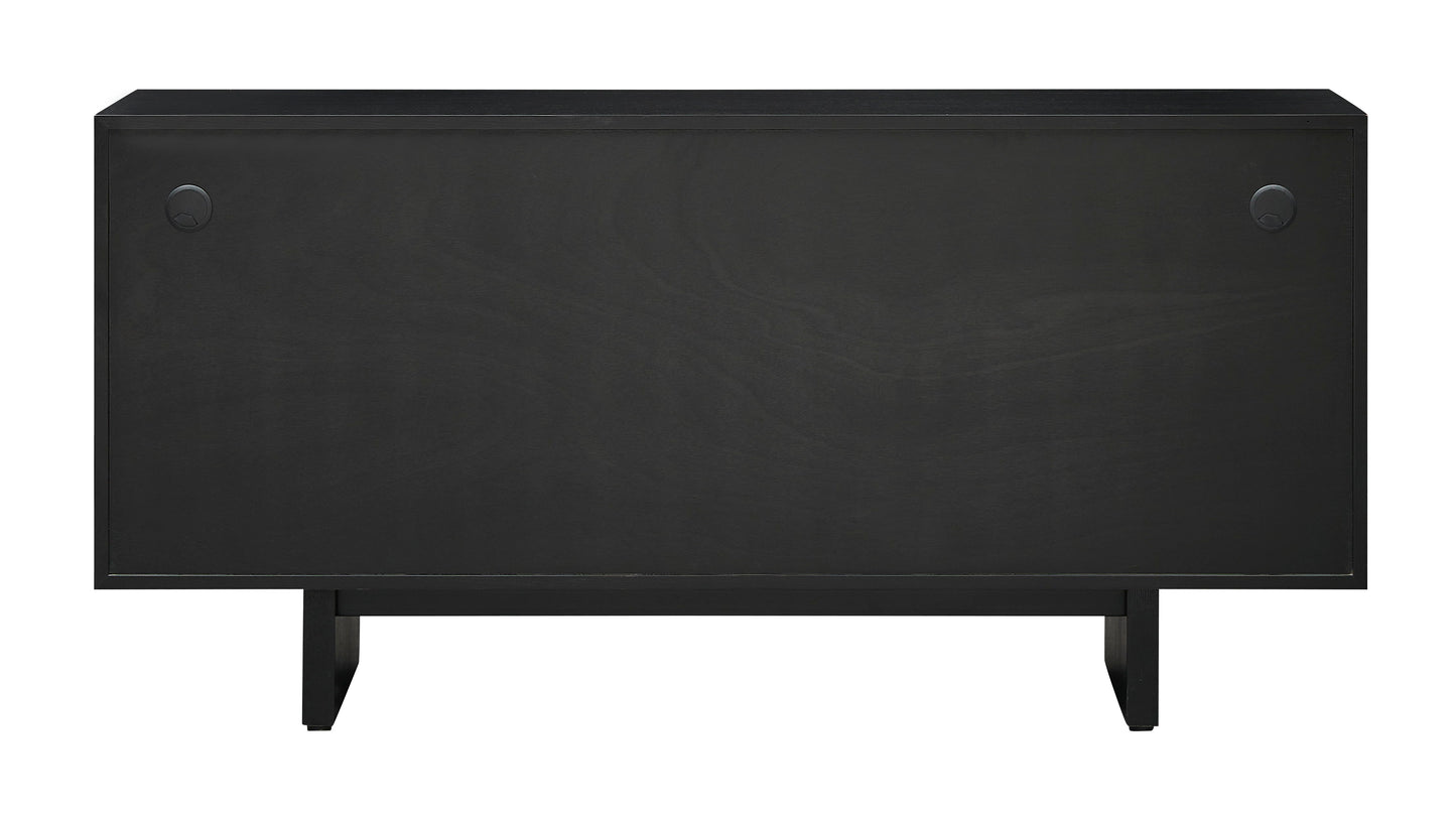 Gunton - Four Door Credenza - Silver / Black