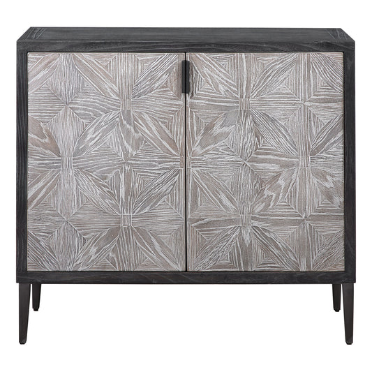 Laurentia - 2 Door Accent Cabinet - Black & Pearl Silver