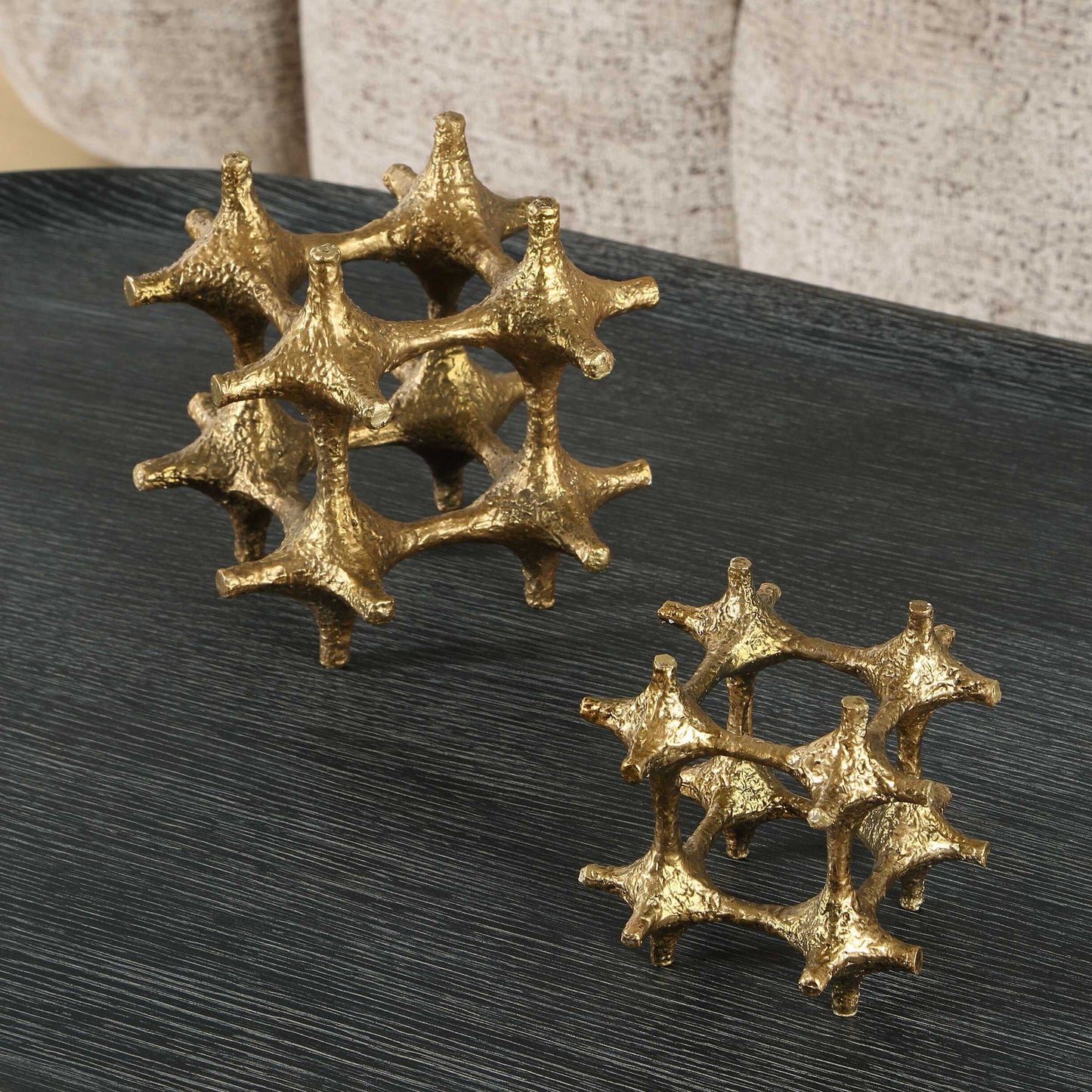 Gilded - Connection Modern Sculptures (Set of 2) - Brass / Gold