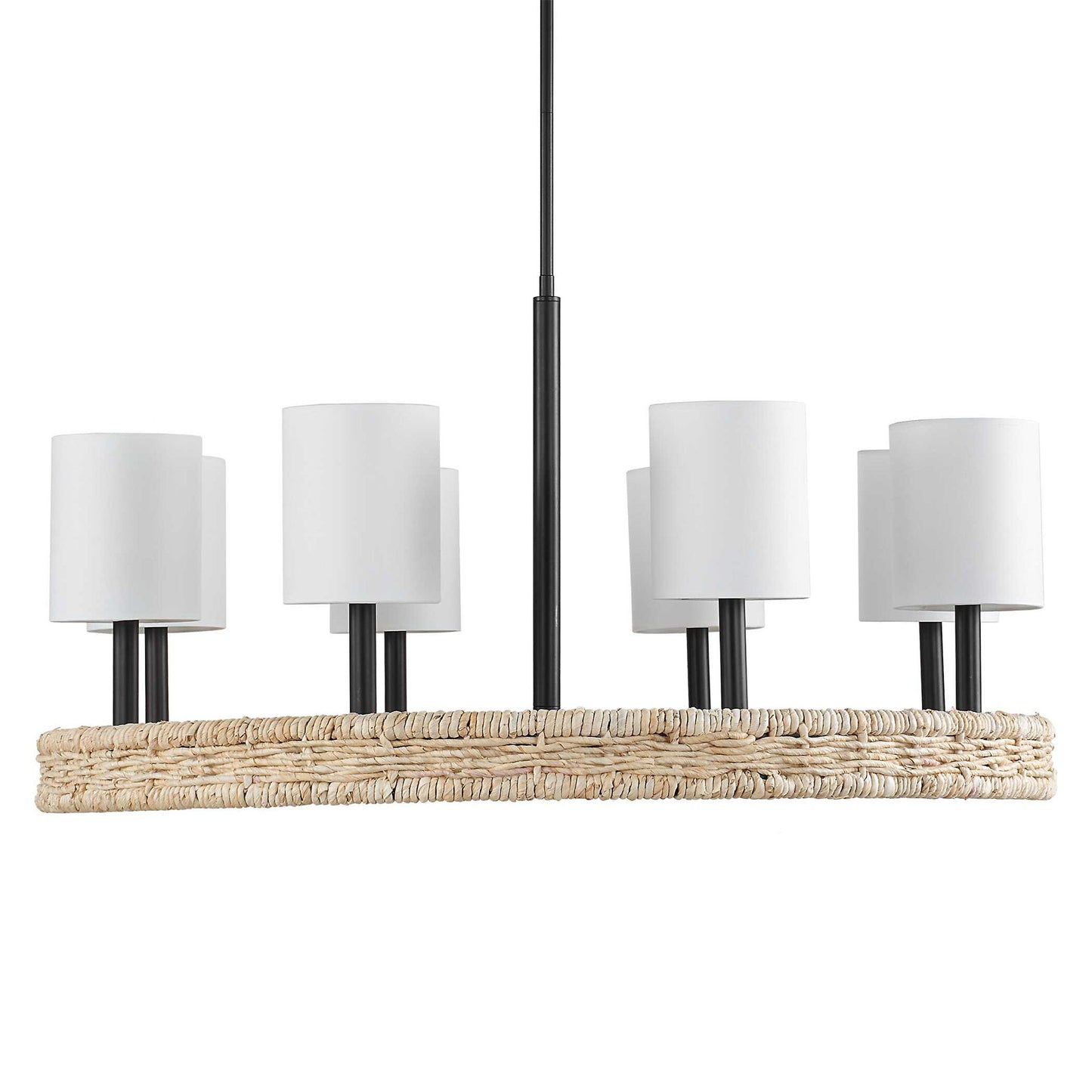 Faiyam - 8 Light Rattan Chandelier - Black