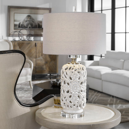 Dahlina - Ceramic Table Lamp - White