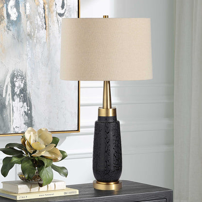 Spyglass - Wood Grain Table Lamp - Black