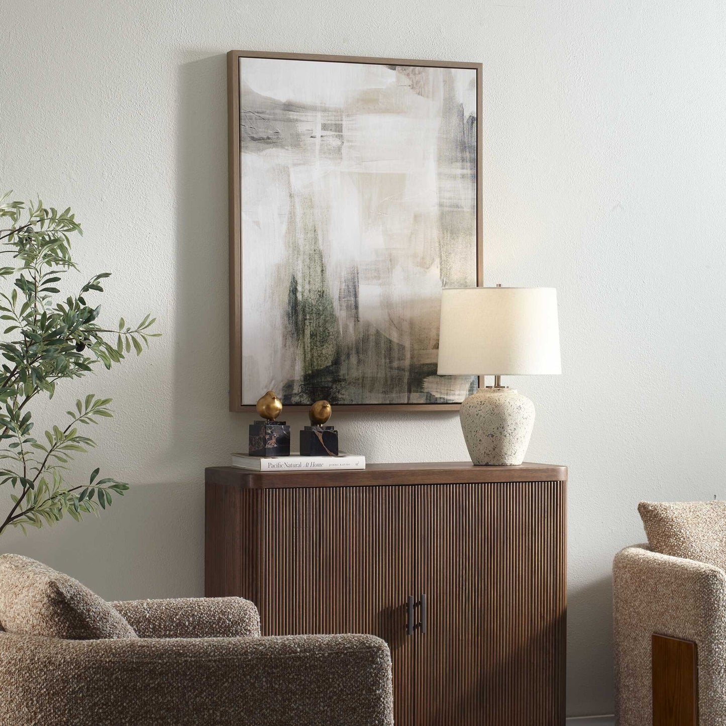 Subliminal Drift - Framed Modern Art - Black / Brown / Gray / Green / White