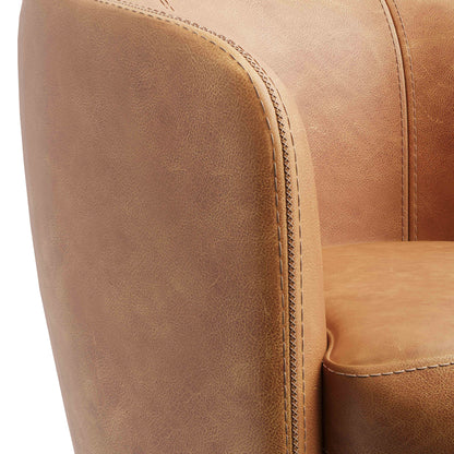 Barolo - 100% Italian Leather Swivel Club Chair (Set of 2)