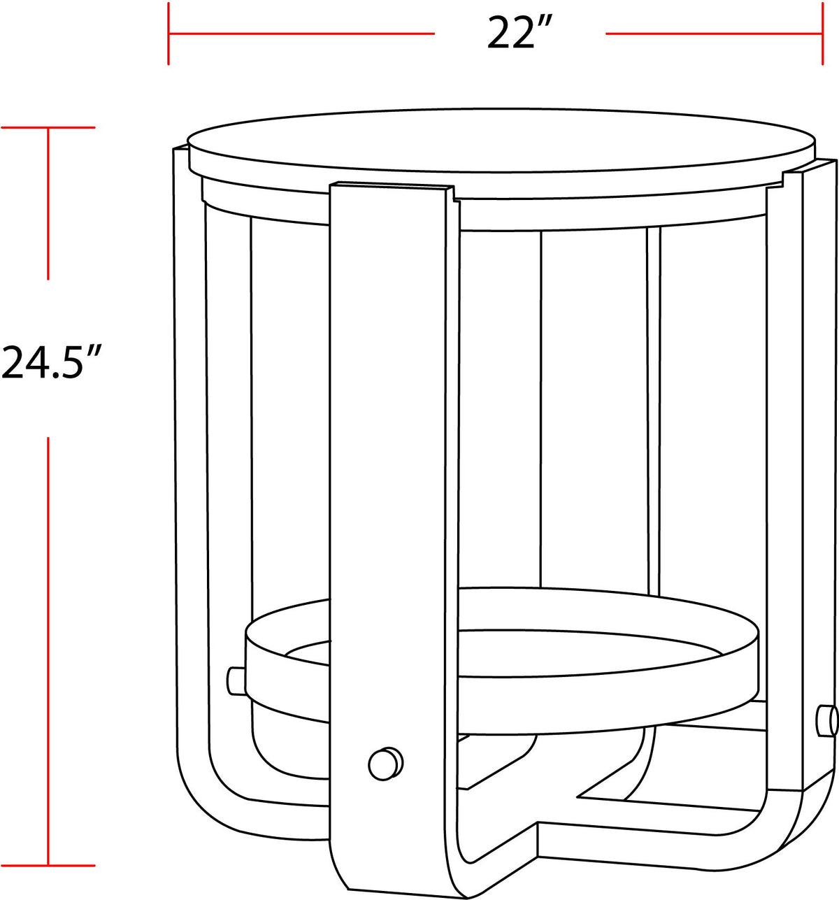 Escape - Round End Table With Shelf - Glazed Natural Oak / Black Metal Trim