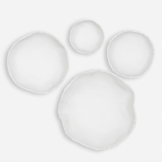 Lucky Coins - Metal Wall Bowls (Set of 4) - White